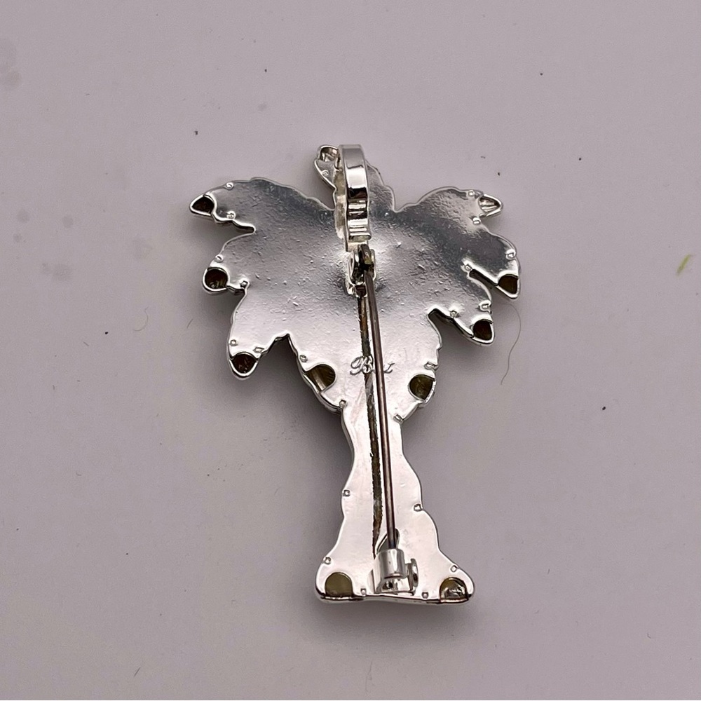 Statement Polished Silver Tone Palm Tree Brooch Pendant by Best - Picture 10 of 13
